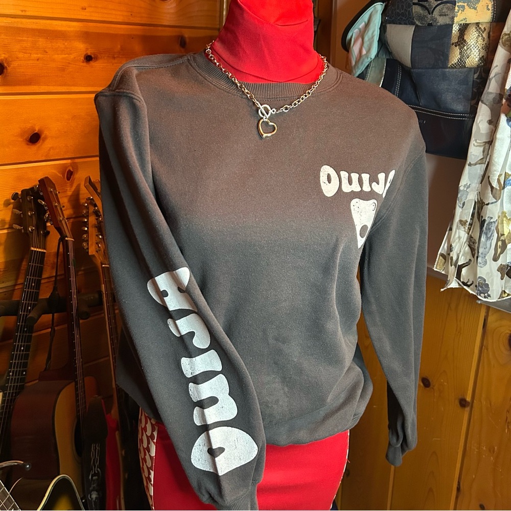 Ouija Board Women’s Gray Long Sleeve Crew Neck Sweatshirt Size Medium Gothic
